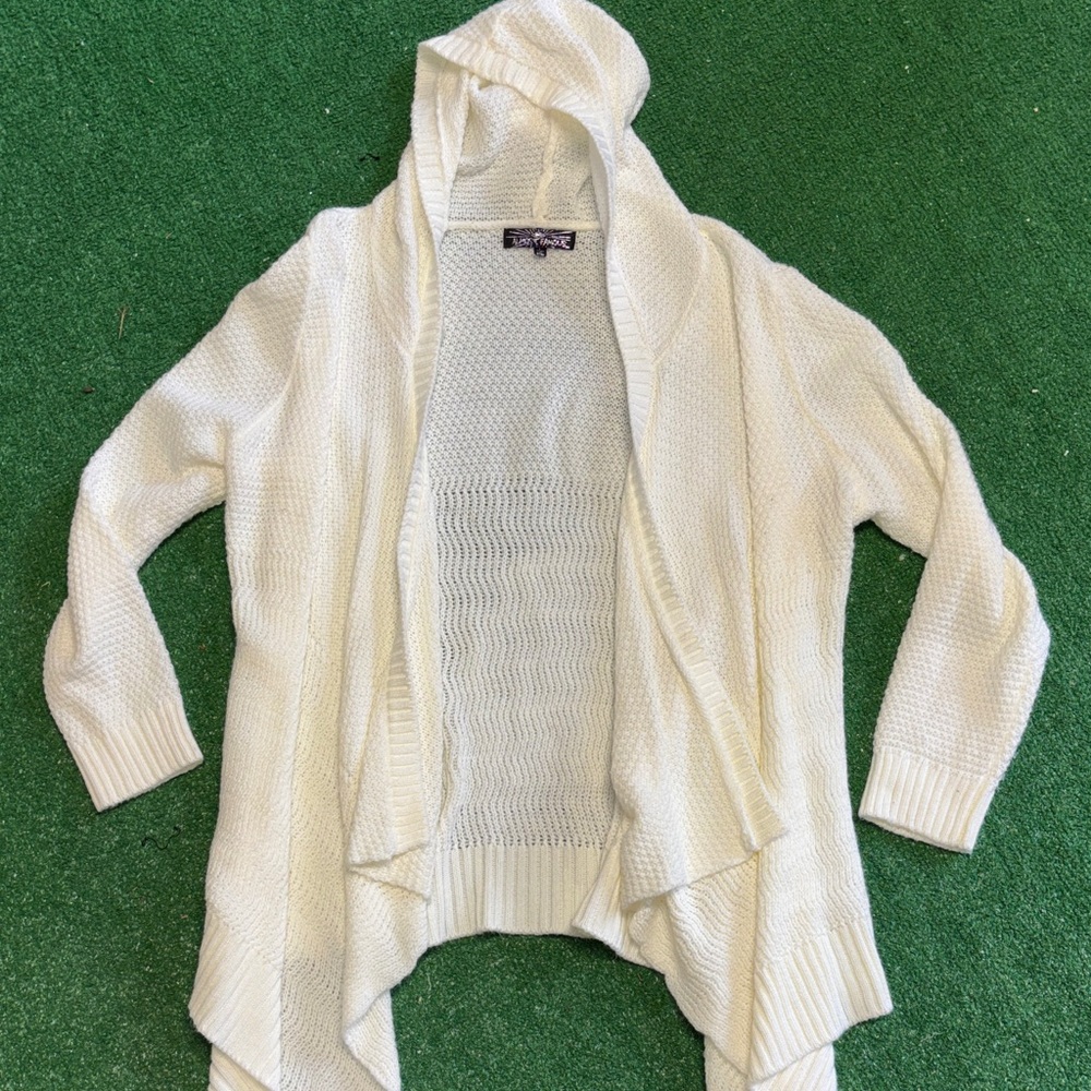 Women's Cream Hooded Sweater Cardigan